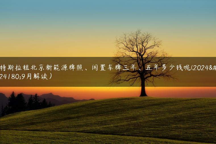 特斯拉租北京新能源牌照、闲置车牌三年、五年多少钱呢(2024年9月解读）