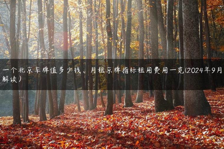一个北京车牌值多少钱、月租京牌指标租用费用一览(2024年9月解读）