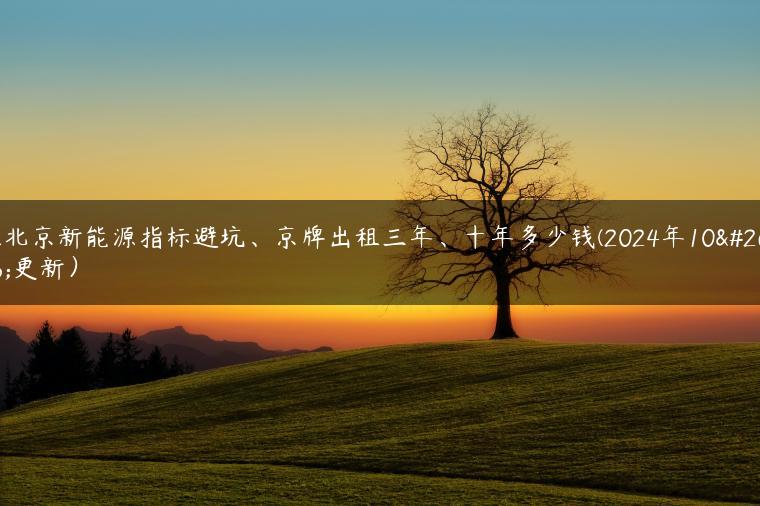 租北京新能源指标避坑、京牌出租三年、十年多少钱(2024年10月更新）