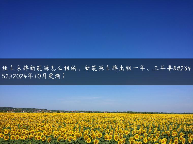 租车京牌新能源怎么租的、新能源车牌出租一年、三年事宜(2024年10月更新）