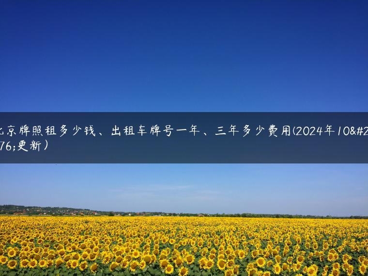 北京牌照租多少钱、出租车牌号一年、三年多少费用(2024年10月更新）