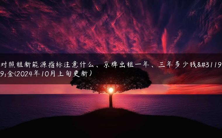 对照租新能源指标注意什么、京牌出租一年、三年多少钱租金(2024年10月上旬更新）