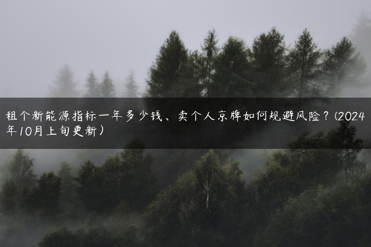 租个新能源指标一年多少钱、卖个人京牌如何规避风险？(2024年10月上旬更新）