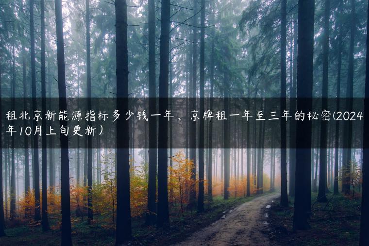 租北京新能源指标多少钱一年、京牌租一年至三年的秘密(2024年10月上旬更新）