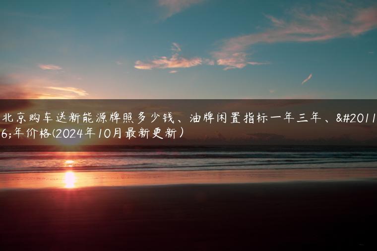 北京购车送新能源牌照多少钱、油牌闲置指标一年三年、五年价格(2024年10月最新更新）