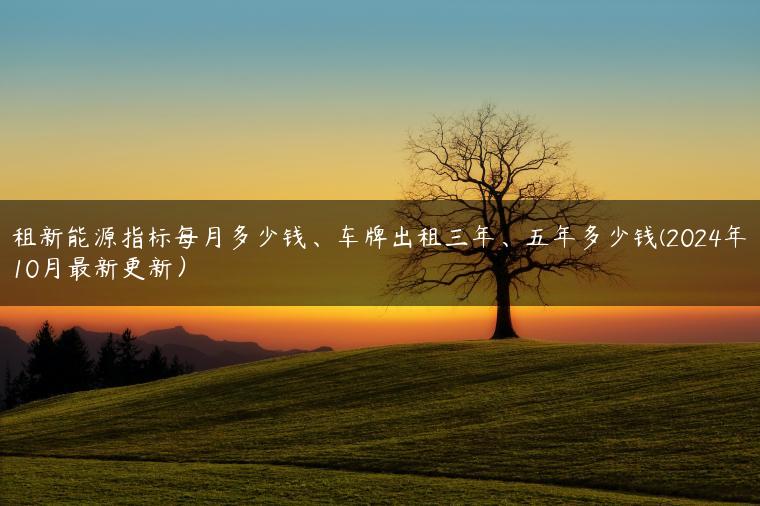 租新能源指标每月多少钱、车牌出租三年、五年多少钱(2024年10月最新更新）