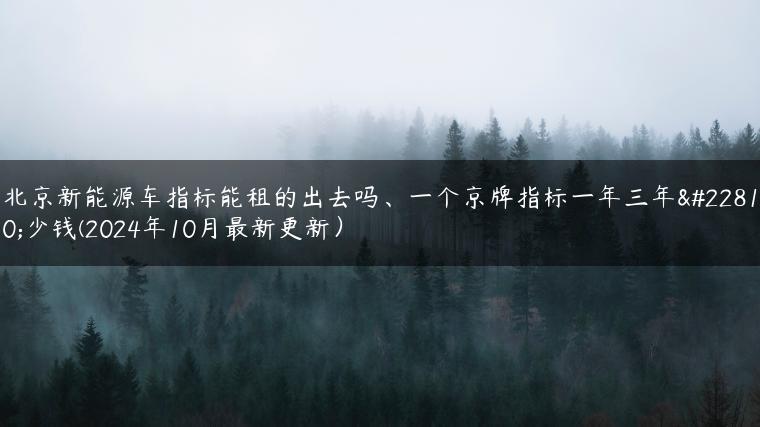 北京新能源车指标能租的出去吗、一个京牌指标一年三年多少钱(2024年10月最新更新）