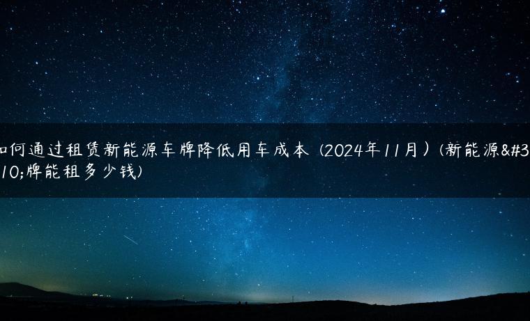 如何通过租赁新能源车牌降低用车成本  (2024年11月）(新能源车牌能租多少钱)