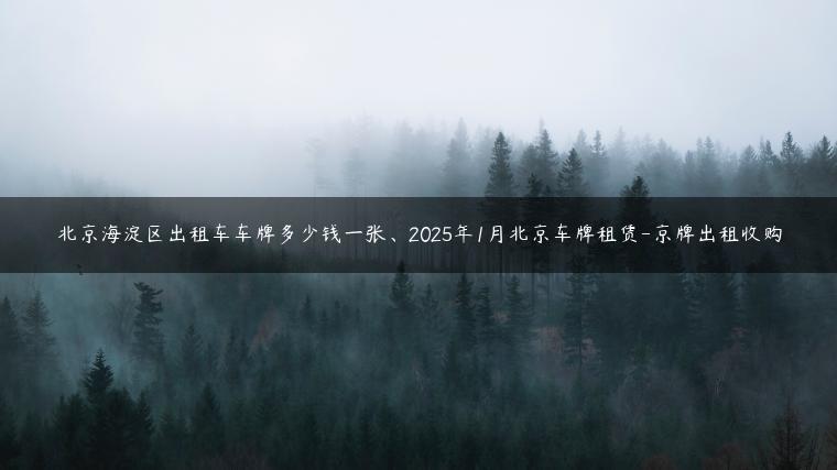 北京海淀区出租车车牌多少钱一张、2025年1月北京车牌租赁-京牌出租收购