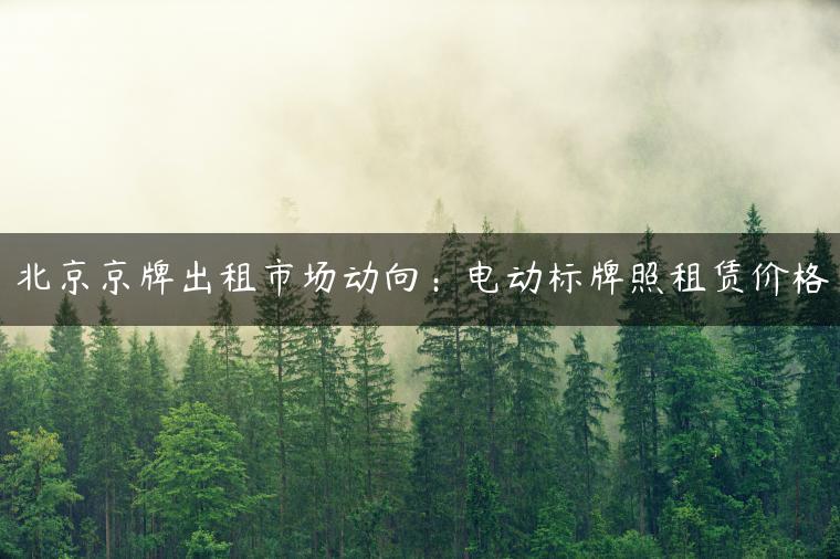 北京京牌出租市场动向：电动标牌照租赁价格