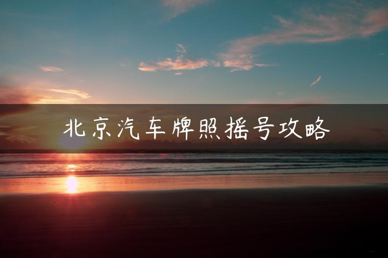北京汽车牌照摇号攻略