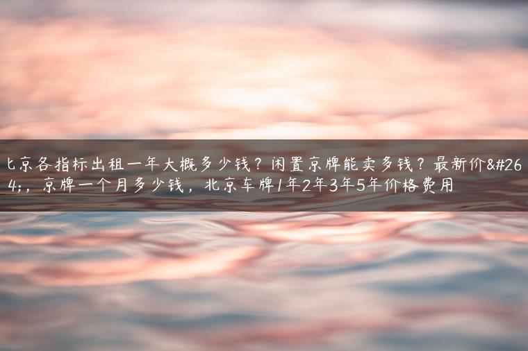 北京各指标出租一年大概多少钱？闲置京牌能卖多钱？最新价格，京牌一个月多少钱，北京车牌1年2年3年5年价格费用